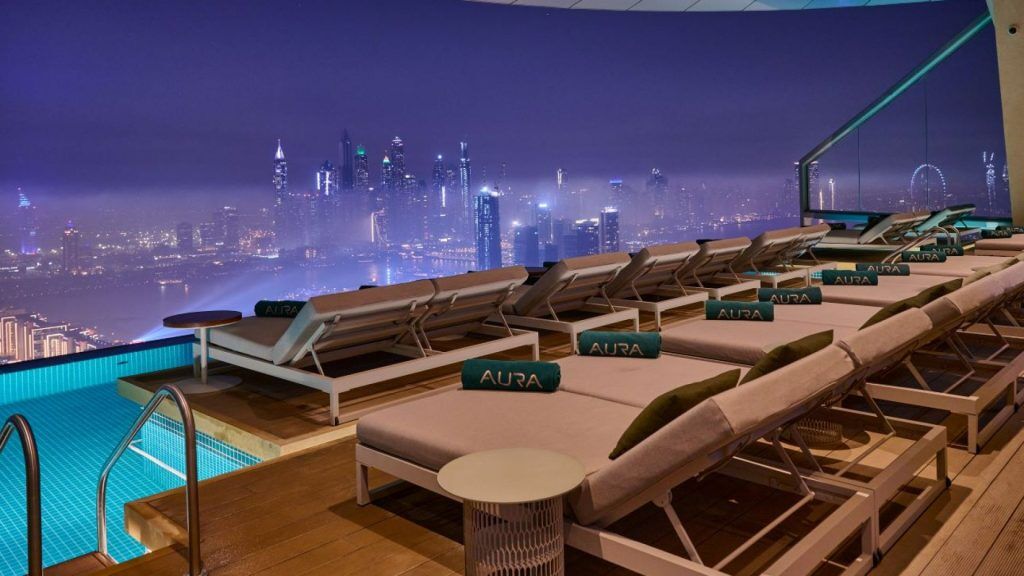 Night Swim - Evening Pool Experience, Palm View sofa seating